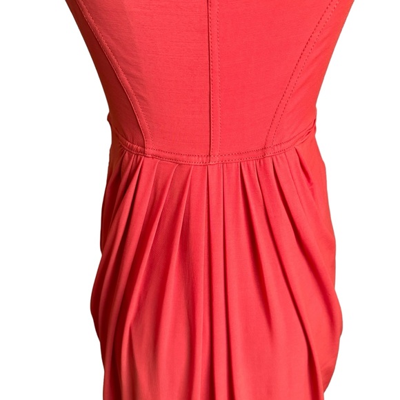 Vintage 90s Y2K Donna Karan Orange Pleated Draped Dress sz Small Made in Italy - Picture 13 of 15